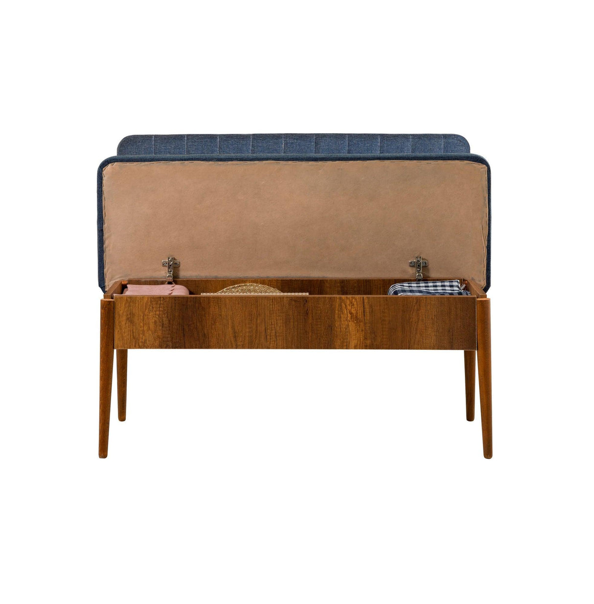 Taburet Vina Bank, Diverse culori, 110x40x85 cm - Nuc - Albastru închis | SKU: 869VEL5139 | Taburet Vina Bank, 110x40x85 cm, varianta Nuc - Albastru închis, produs pentru amenajarea locuinței, disponibil online în România la CasaMob