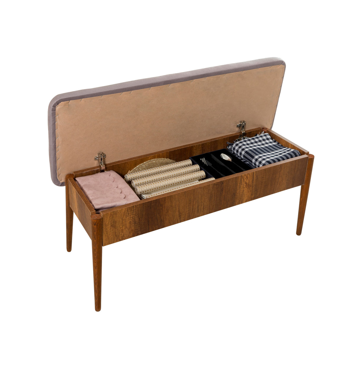 Masă extensibilă cu scaune 5 bucăți Vina Walnut Soho Grey, Nuc - Soho, 130x80x77 cm