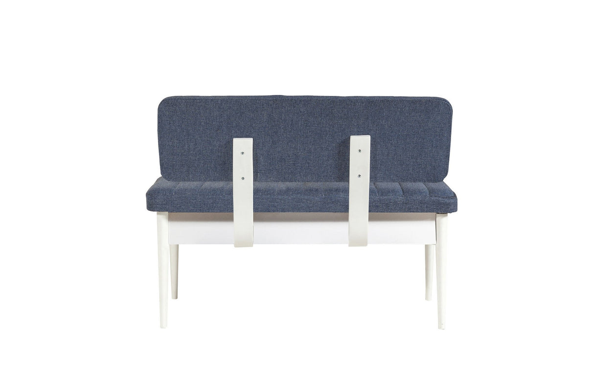 Masă extensibilă cu scaune 5 bucăți Vina White Dark Blue, Alb - Albastru închis, 130x80x77 cm