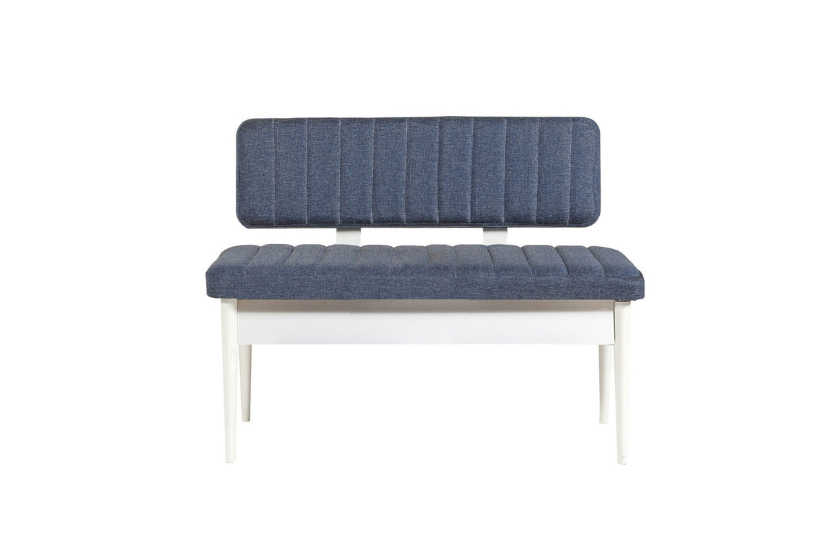 Masă extensibilă cu scaune 5 bucăți Vina White Dark Blue, Alb - Albastru închis, 130x80x77 cm