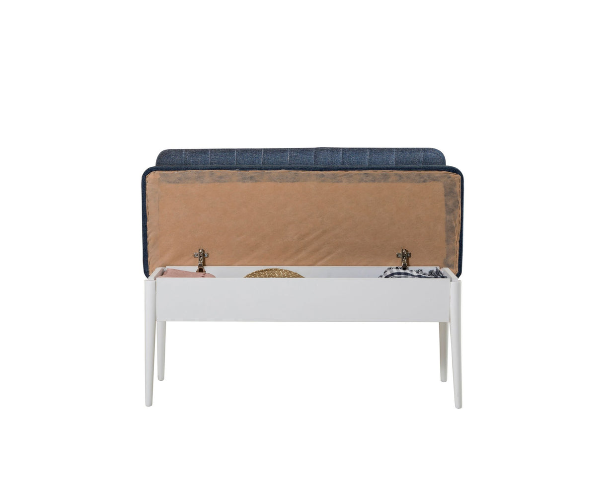 Masă extensibilă cu scaune 5 bucăți Vina White Dark Blue, Alb - Albastru închis, 130x80x77 cm