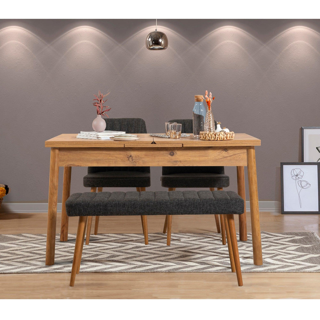 Masă extensibilă cu scaune 4 bucăți Santiago Atlantice, Diverse culori, 120x75x77 cm - Pin atlantic - Antracit | SKU: 869VEL5193 | Masă extensibilă cu scaune 4 bucăți Santiago Atlantice, 120x75x77 cm, varianta Pin atlantic - Antracit, produs pentru amenajarea locuinței, disponibil online în România la CasaMob