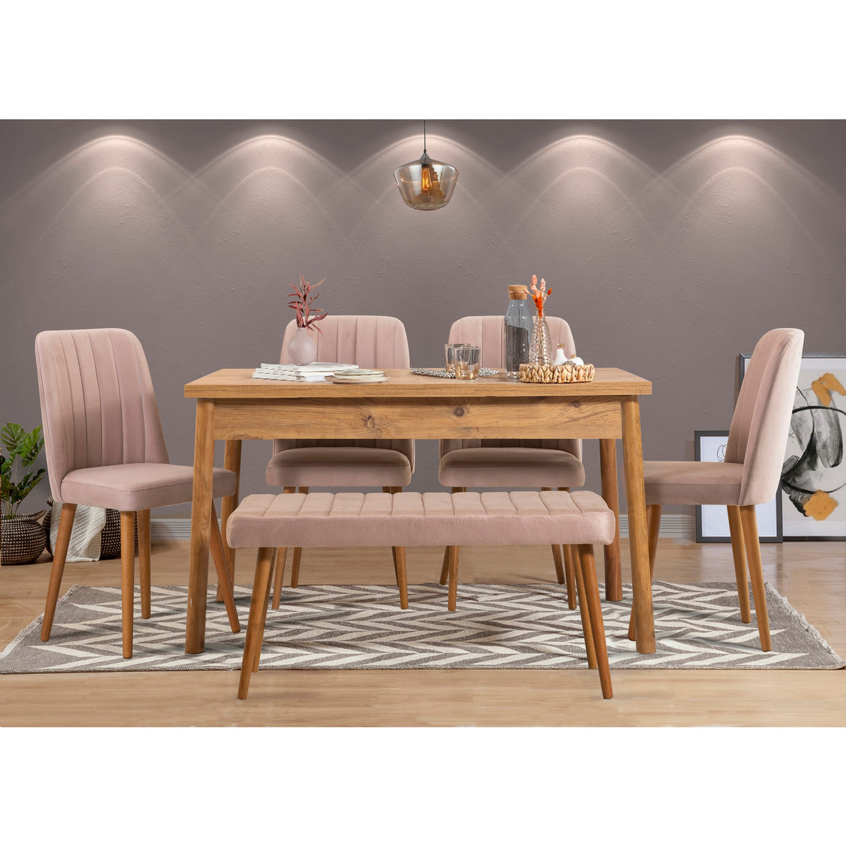 Masă cu scaune 6 bucăți Costa Atlantic Stone, Pin atlantic - Stone, 120x75x77 cm