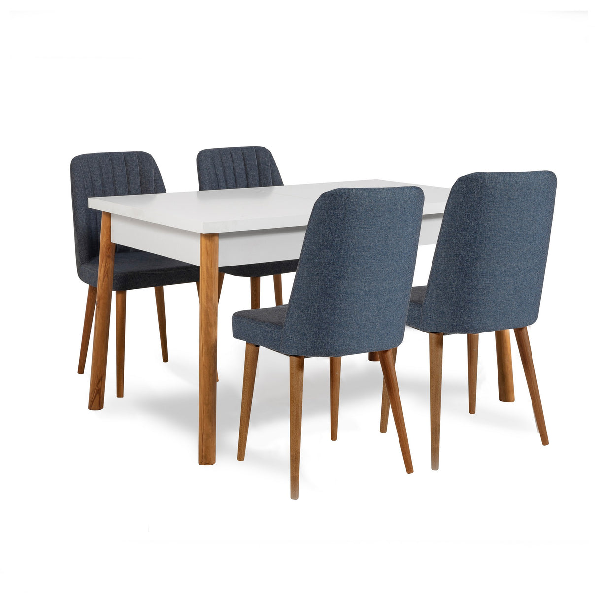 Masă extensibilă cu scaune 6 bucăți Santiago 1048 - 2 AB, Pin atlantic - Bleumarin, 120x75x77 cm