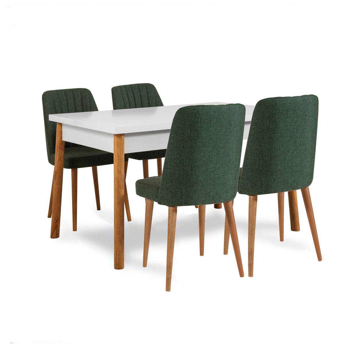 Masă extensibilă cu scaune Santiago, Diverse culori, Diverse configurații, 120x75x77 cm - Pin atlantic - Alb - Verde - 6 bucăți | SKU: 869VEL5246 | Masă extensibilă cu scaune Santiago, 120x75x77 cm, varianta Pin atlantic - Alb - Verde - 6 bucăți, produs pentru amenajarea locuinței, disponibil online în România la CasaMob