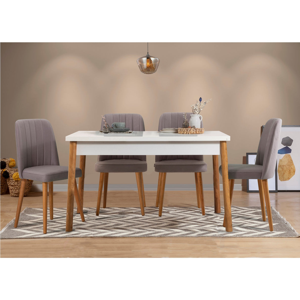 Masă cu scaune 5 bucăți Costa alb Atlantice, Diverse culori, 120x75x77 cm - Pin atlantic - Alb - Gri | SKU: 869VEL5249 | Masă cu scaune 5 bucăți Costa alb Atlantice, 120x75x77 cm, varianta Pin atlantic - Alb - Gri, produs pentru amenajarea locuinței, disponibil online în România la CasaMob