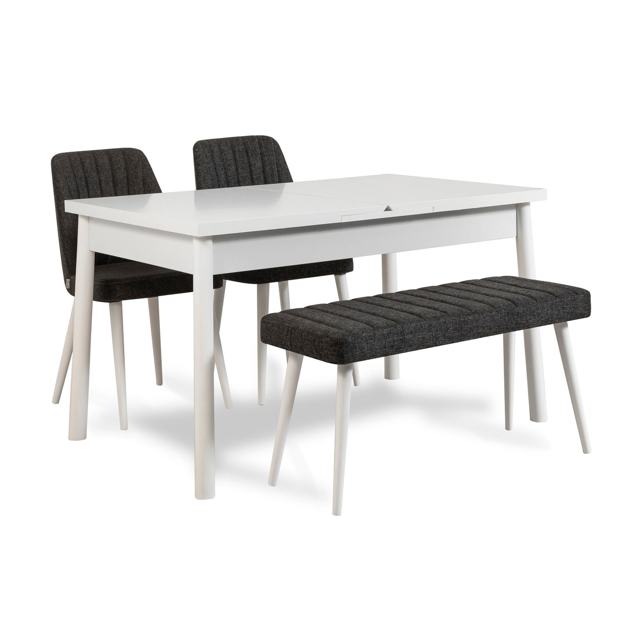 Masă extensibilă cu scaune 4 bucăți Santiago White-Antracite, Alb - Antracit, 120x75x77 cm