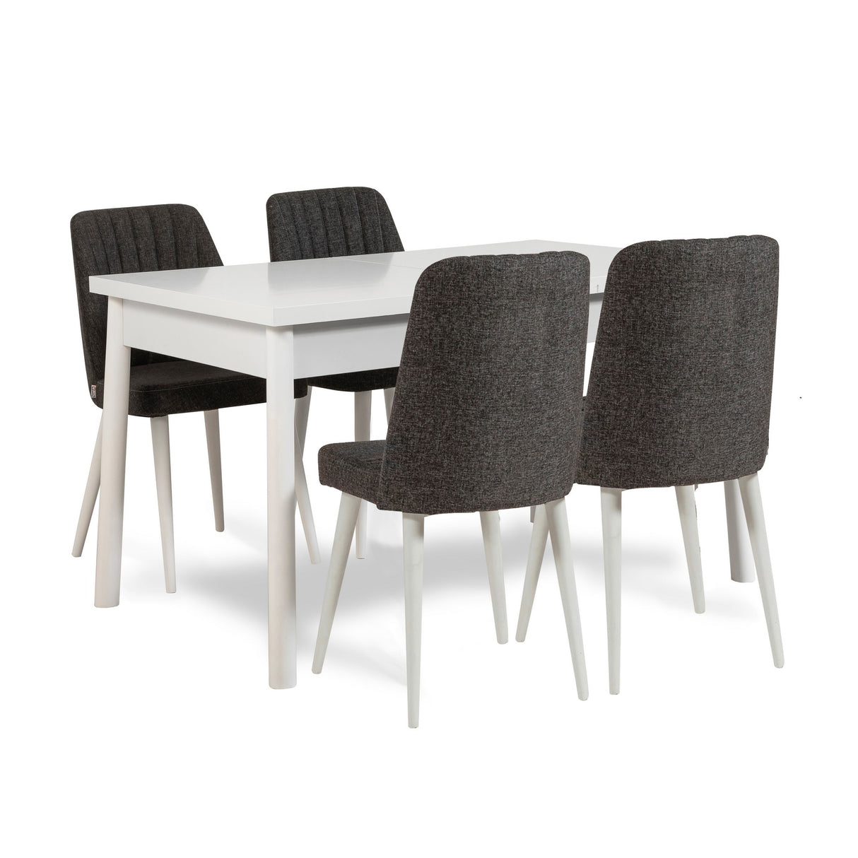 Masă extensibilă cu scaune 5 bucăți Santiago White Anthracite V2, Alb - Antracit, 120x75x77 cm