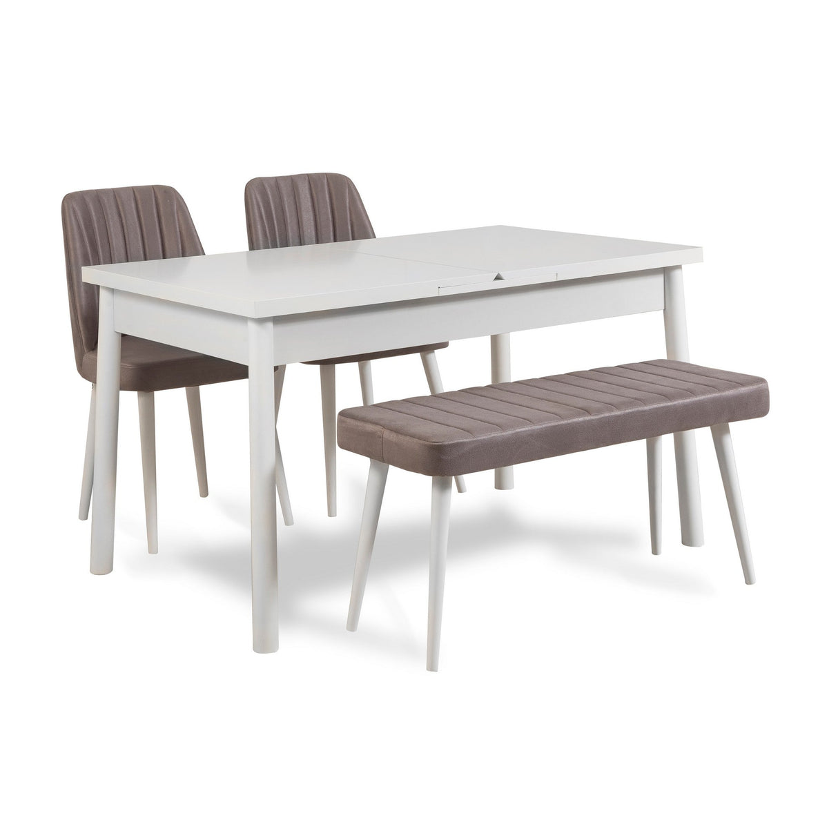 Masă extensibilă cu scaune Santiago, Diverse culori, Diverse configurații, 120x75x77 cm - Alb - Gri - 6 bucăți | SKU: 869VEL5280 | Masă extensibilă cu scaune Santiago, 120x75x77 cm, varianta Alb - Gri - 6 bucăți, produs pentru amenajarea locuinței, disponibil online în România la CasaMob