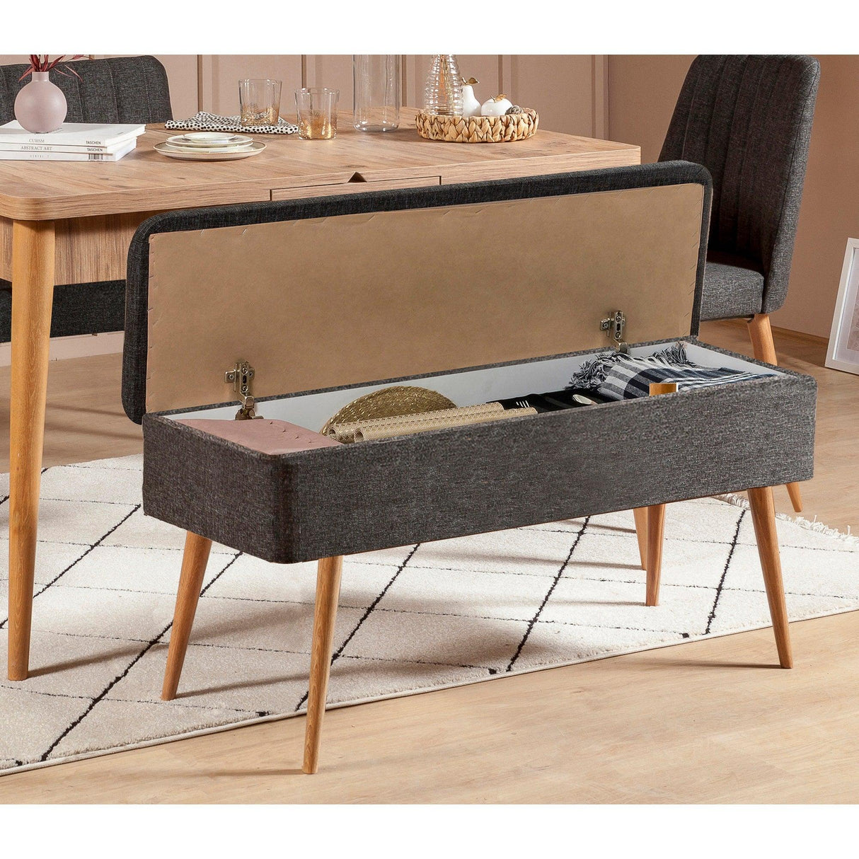 Masă extensibilă cu scaune 4 bucăți Vina 1053 - 3, Diverse culori, 129x80x75 cm - Pin atlantic - Antracit | SKU: 869VEL5315 | Masă extensibilă cu scaune 4 bucăți Vina 1053 - 3, 129x80x75 cm, varianta Pin atlantic - Antracit, produs pentru amenajarea locuinței, disponibil online în România la CasaMob