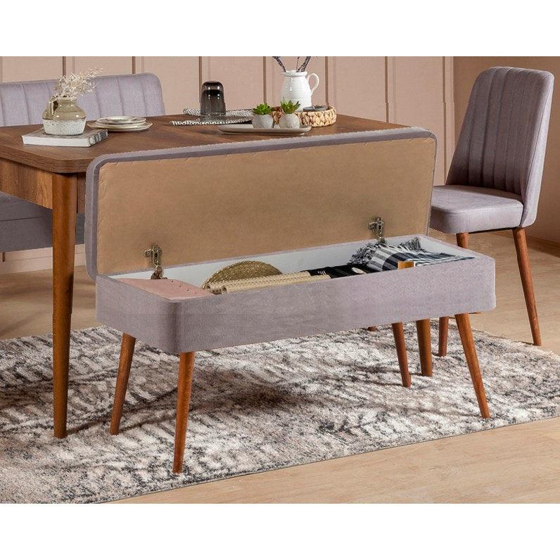 Masă extensibilă cu scaune 4 bucăți Vina 0701 - 3, Diverse culori, 129x80x75 cm - Nuc - Gri | SKU: 869VEL5324 | Masă extensibilă cu scaune 4 bucăți Vina 0701 - 3, 129x80x75 cm, varianta Nuc - Gri, produs pentru amenajarea locuinței, disponibil online în România la CasaMob