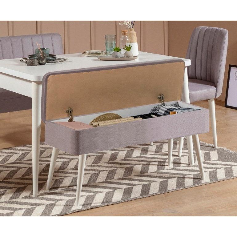 Masă extensibilă cu scaune 4 bucăți Vina 0701 - 3, Diverse culori, 129x80x75 cm - Alb - Gri | SKU: 869VEL5328 | Masă extensibilă cu scaune 4 bucăți Vina 0701 - 3, 129x80x75 cm, varianta Alb - Gri, produs pentru amenajarea locuinței, disponibil online în România la CasaMob