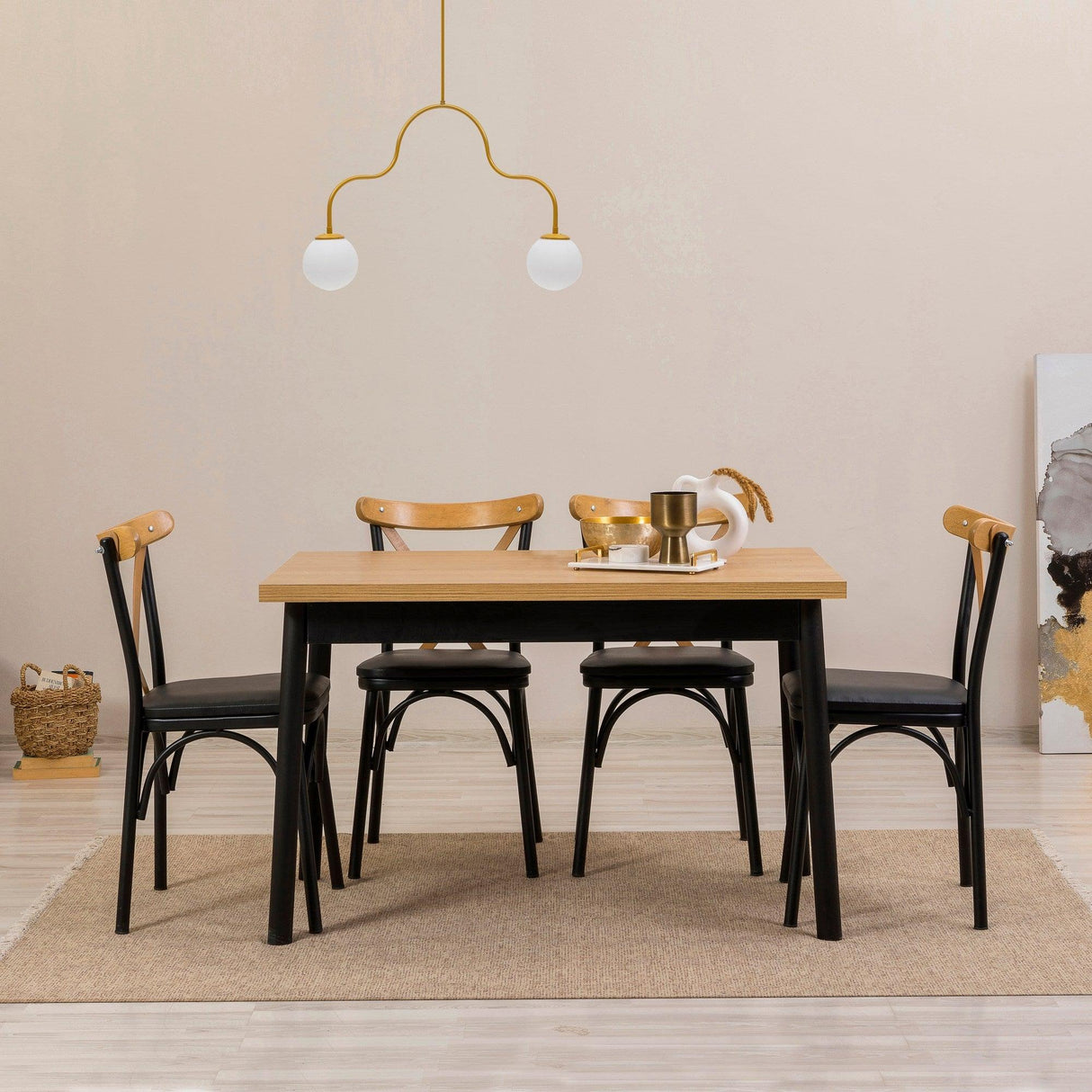 Masă cu scaune Oliver Sbt Karina, Diverse culori, Diverse configurații, 120x75x77 cm - Negru - 5 bucăți | SKU: 869VEL8138 | Masă cu scaune Oliver Sbt Karina, 120x75x77 cm, varianta Negru - 5 bucăți, produs pentru amenajarea locuinței, disponibil online în România la CasaMob