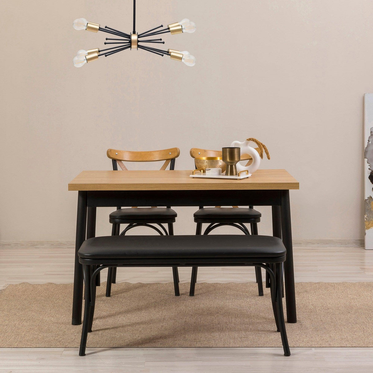 Masă cu scaune Oliver Sbt Karina, Diverse culori, Diverse configurații, 120x75x77 cm - Negru - 4 bucăți | SKU: 869VEL8142 | Masă cu scaune Oliver Sbt Karina, 120x75x77 cm, varianta Negru - 4 bucăți, produs pentru amenajarea locuinței, disponibil online în România la CasaMob