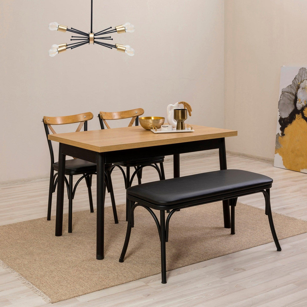 Masă cu scaune Oliver Sbt Karina, Diverse culori, Diverse configurații, 120x75x77 cm - Negru - 4 bucăți | SKU: 869VEL8142 | Masă cu scaune Oliver Sbt Karina, 120x75x77 cm, varianta Negru - 4 bucăți, produs pentru amenajarea locuinței, disponibil online în România la CasaMob