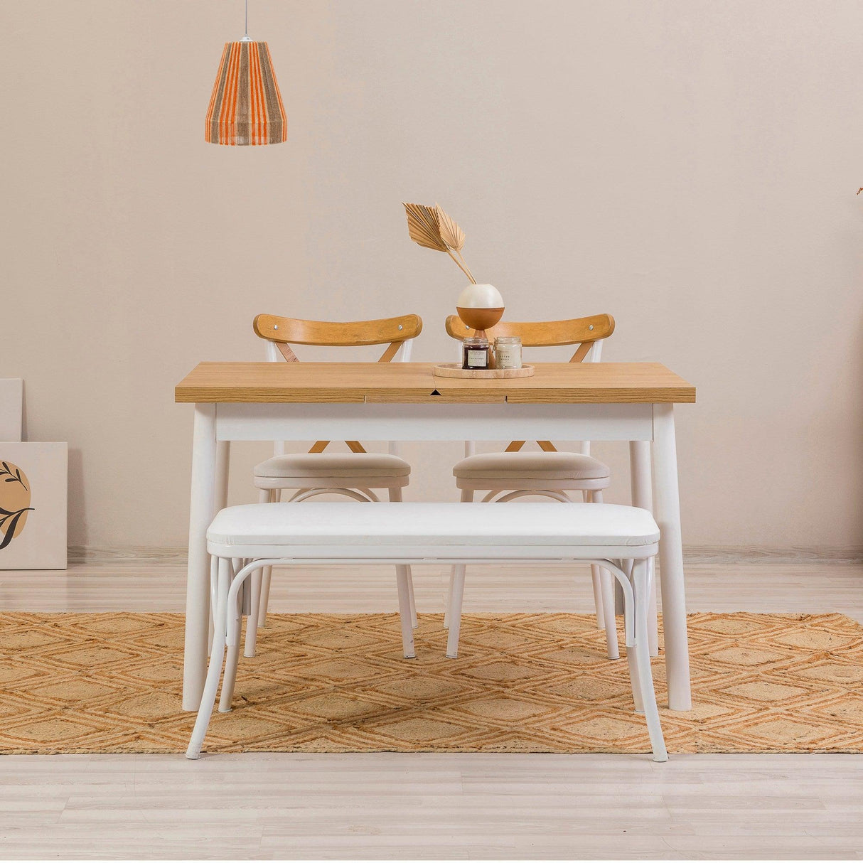Masă extensibilă cu scaune Oliver Açl.Karina, Diverse culori, Diverse configurații, 120x75x77 cm - Alb - 4 bucăți | SKU: 869VEL8152 | Masă extensibilă cu scaune Oliver Açl.Karina, 120x75x77 cm, varianta Alb - 4 bucăți, produs pentru amenajarea locuinței, disponibil online în România la CasaMob