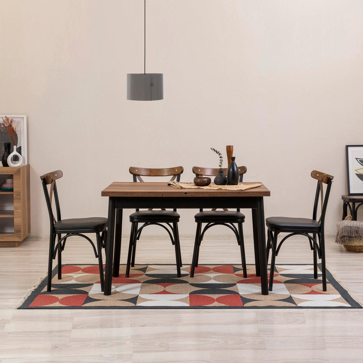 Masă extensibilă cu scaune Oliver Açl.Barok, Negru, Diverse configurații, 120x75x77 cm - 5 bucăți | SKU: 869VEL8159 | Masă extensibilă cu scaune Oliver Açl.Barok, Negru, 120x75x77 cm, varianta 5 bucăți, produs pentru amenajarea locuinței, disponibil online în România la CasaMob