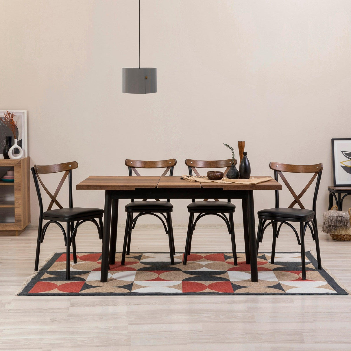 Masă extensibilă cu scaune Oliver Açl.Barok, Negru, Diverse configurații, 120x75x77 cm - 5 bucăți | SKU: 869VEL8159 | Masă extensibilă cu scaune Oliver Açl.Barok, Negru, 120x75x77 cm, varianta 5 bucăți, produs pentru amenajarea locuinței, disponibil online în România la CasaMob