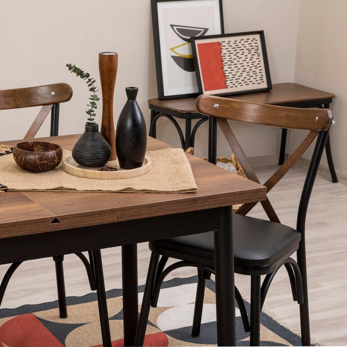 Masă extensibilă cu scaune Oliver Açl.Barok, Negru, Diverse configurații, 120x75x77 cm - 5 bucăți | SKU: 869VEL8159 | Masă extensibilă cu scaune Oliver Açl.Barok, Negru, 120x75x77 cm, varianta 5 bucăți, produs pentru amenajarea locuinței, disponibil online în România la CasaMob