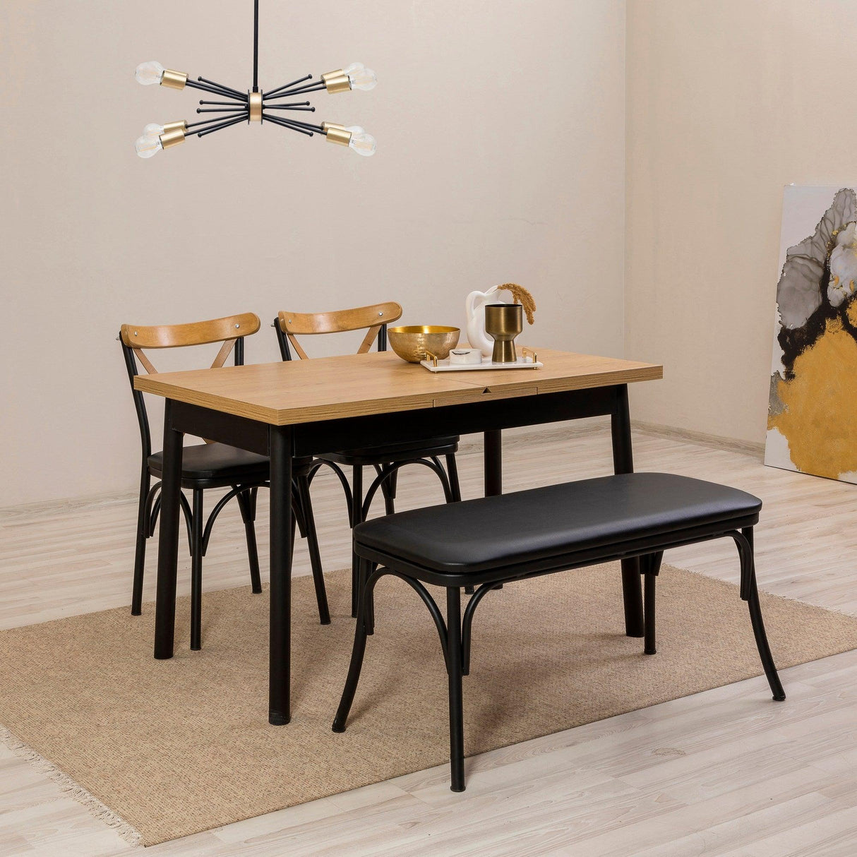 Masă extensibilă cu scaune Oliver Açl.Karina, Diverse culori, Diverse configurații, 120x75x77 cm - Negru - 4 bucăți | SKU: 869VEL8169 | Masă extensibilă cu scaune Oliver Açl.Karina, 120x75x77 cm, varianta Negru - 4 bucăți, produs pentru amenajarea locuinței, disponibil online în România la CasaMob