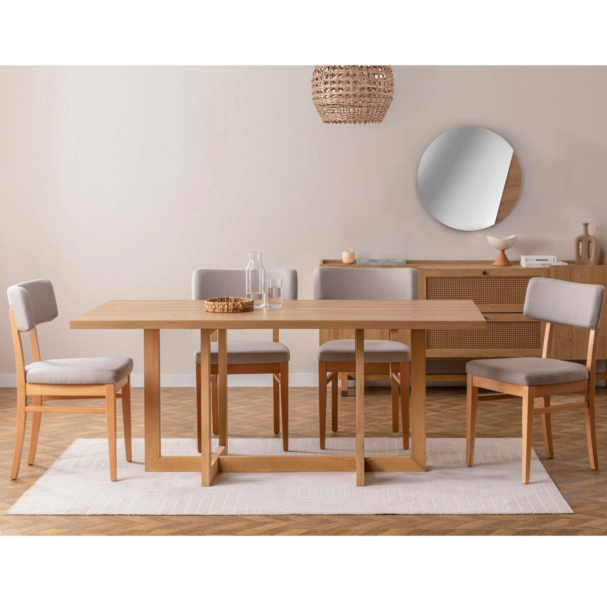 Masă cu scaune Madison Set, Stejar, Diverse configurații, Diverse dimensiuni - Ø77x86 cm - 7 bucăți | SKU: 869VEL8176 | Masă cu scaune Madison Set, Stejar, varianta Ø77x86 cm - 7 bucăți, produs pentru amenajarea locuinței, disponibil online în România la CasaMob
