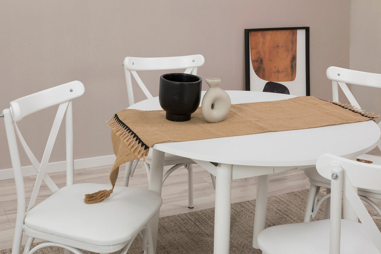 Masă extensibilă cu scaune Oliver, Diverse culori, Diverse configurații, 100x100x75 cm - Alb - 5 bucăți | SKU: 869VEL8704 | Masă extensibilă cu scaune Oliver, 100x100x75 cm, varianta Alb - 5 bucăți, produs pentru amenajarea locuinței, disponibil online în România la CasaMob