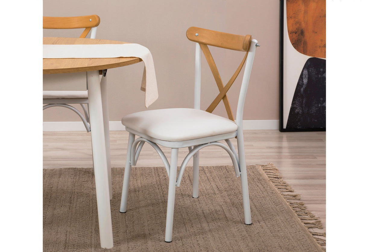 Masă extensibilă cu scaune Oliver, Diverse culori, Diverse configurații, 100x100x75 cm - Stejar - Alb - 5 bucăți | SKU: 869VEL8705 | Masă extensibilă cu scaune Oliver, 100x100x75 cm, varianta Stejar - Alb - 5 bucăți, produs pentru amenajarea locuinței, disponibil online în România la CasaMob