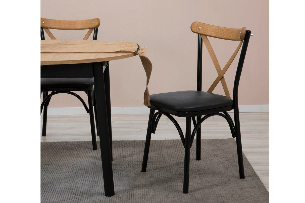 Masă extensibilă cu scaune Oliver, Diverse culori, Diverse configurații, 100x100x75 cm - Stejar - Negru - 5 bucăți | SKU: 869VEL8706 | Masă extensibilă cu scaune Oliver, 100x100x75 cm, varianta Stejar - Negru - 5 bucăți, produs pentru amenajarea locuinței, disponibil online în România la CasaMob