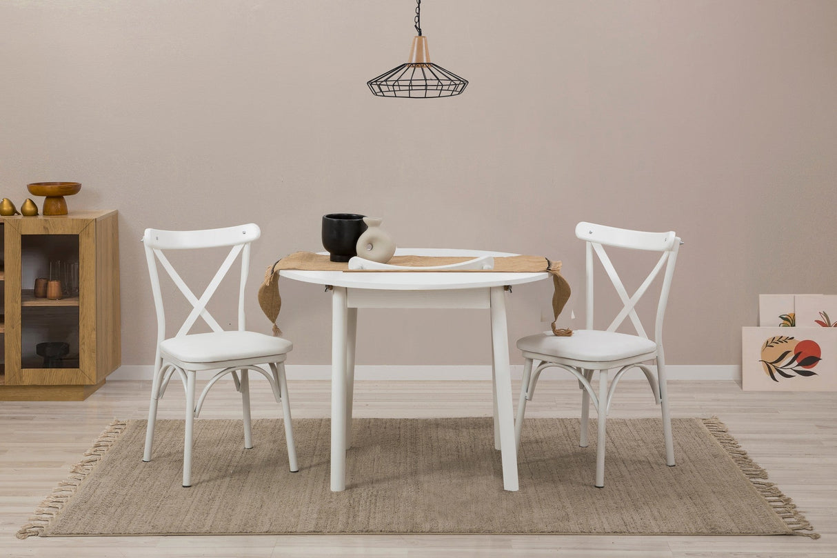 Masă extensibilă cu scaune Oliver, Diverse culori, Diverse configurații, 100x100x75 cm - Alb - 3 bucăți | SKU: 869VEL8726 | Masă extensibilă cu scaune Oliver, 100x100x75 cm, varianta Alb - 3 bucăți, produs pentru amenajarea locuinței, disponibil online în România la CasaMob