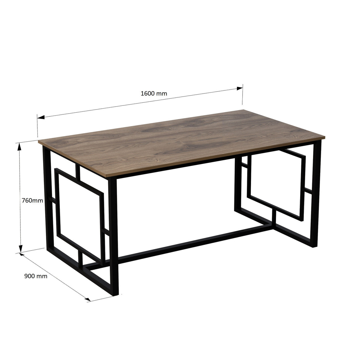 Masă dining Alin, Nuc - Negru, 160x90x76 cm