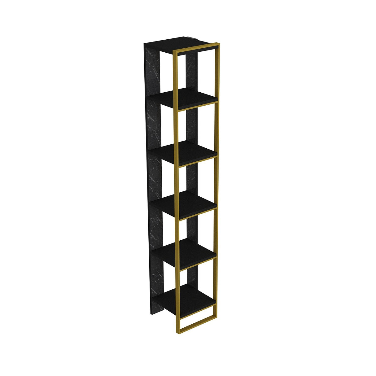 Bibliotecă Polka 2, Auriu - Negru, 32x31x179 cm