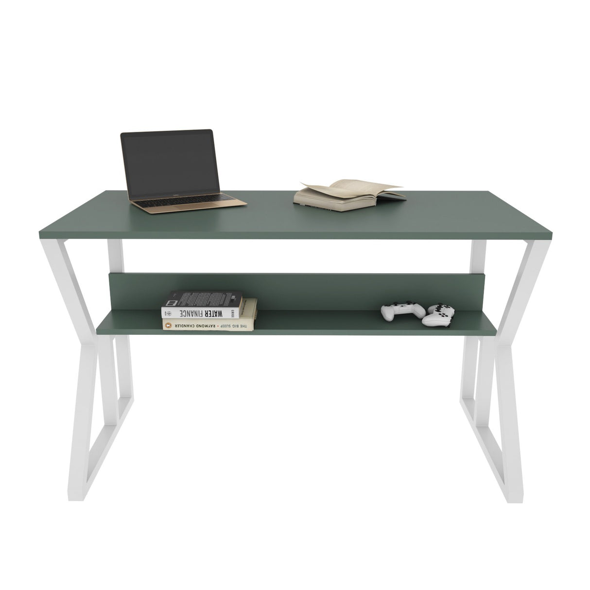 Birou Wake, Verde - Alb, 120x60x73 cm