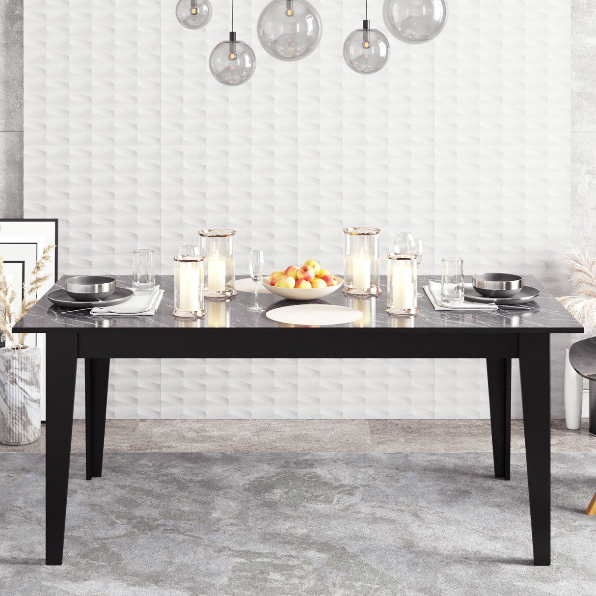 Masă dining Polka, Diverse culori, 180x90x77 cm - Negru | SKU: 875ZNA2907 | Masă dining Polka, 180x90x77 cm, varianta Negru, produs pentru amenajarea locuinței, disponibil online în România la CasaMob