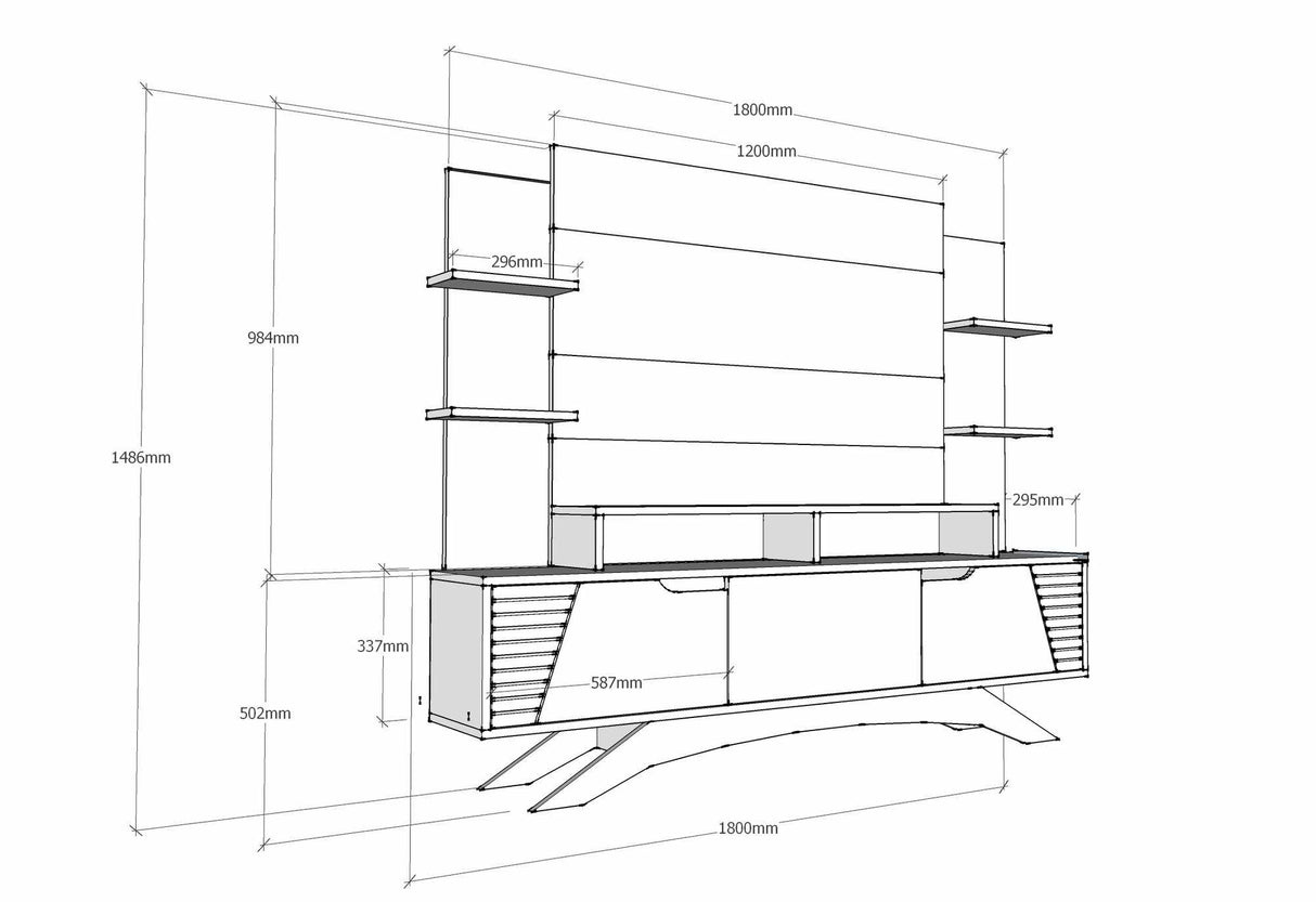 Comodă TV Deparo, Nuc - Alb, 180x30x149 cm