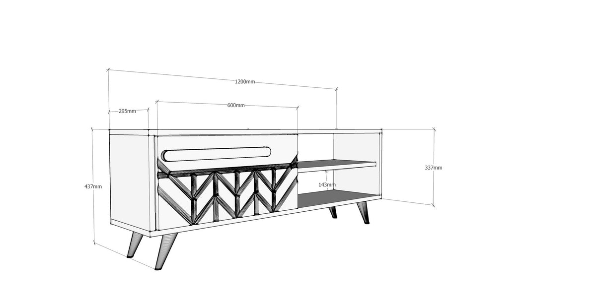 Comodă TV Venedik, Alb, 120x30x44 cm