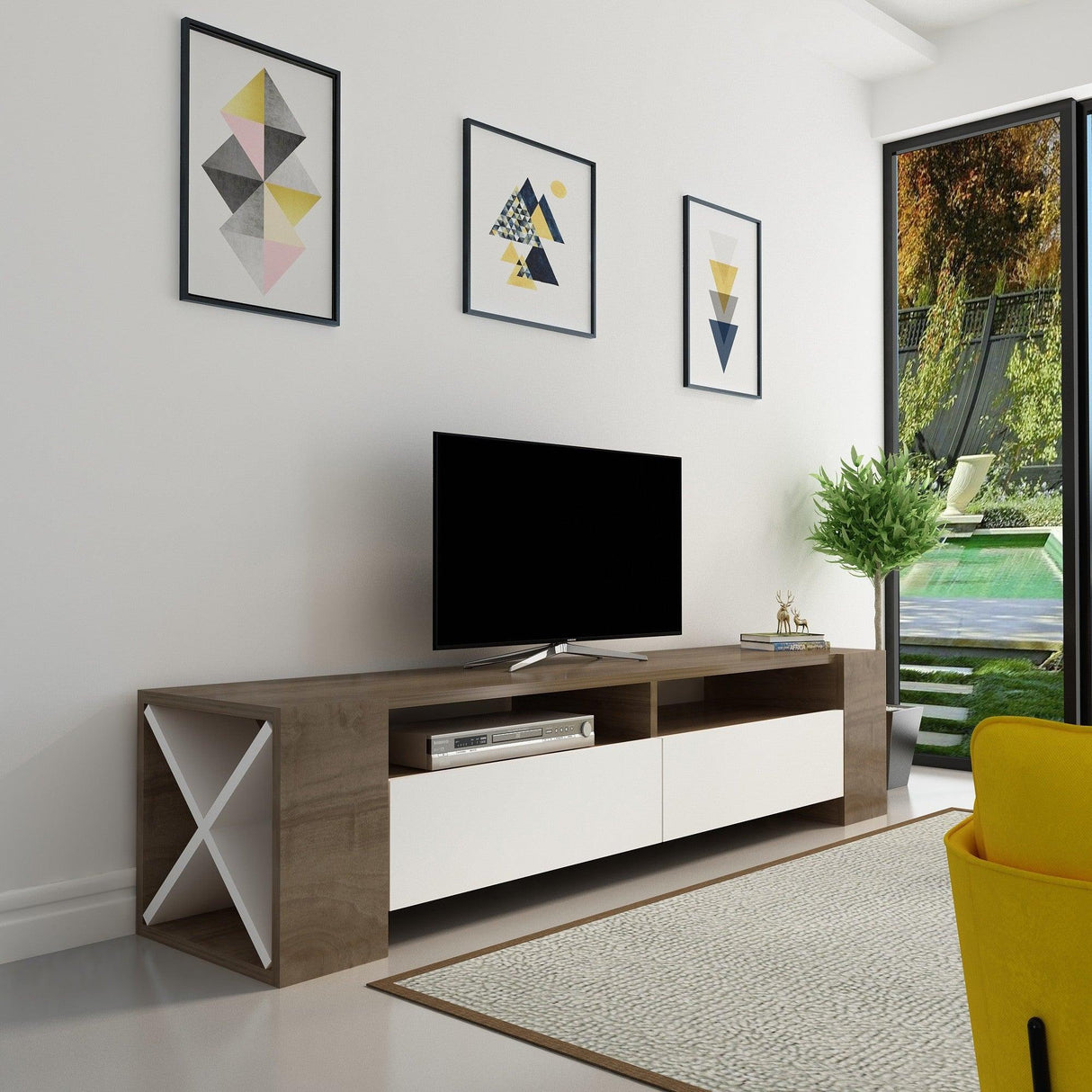 Comodă TV Sosruko, Diverse culori, 155x35x35 cm - Nuc | SKU: 875ZNA3033 | Comodă TV Sosruko, 155x35x35 cm, varianta Nuc, produs pentru amenajarea locuinței, disponibil online în România la CasaMob