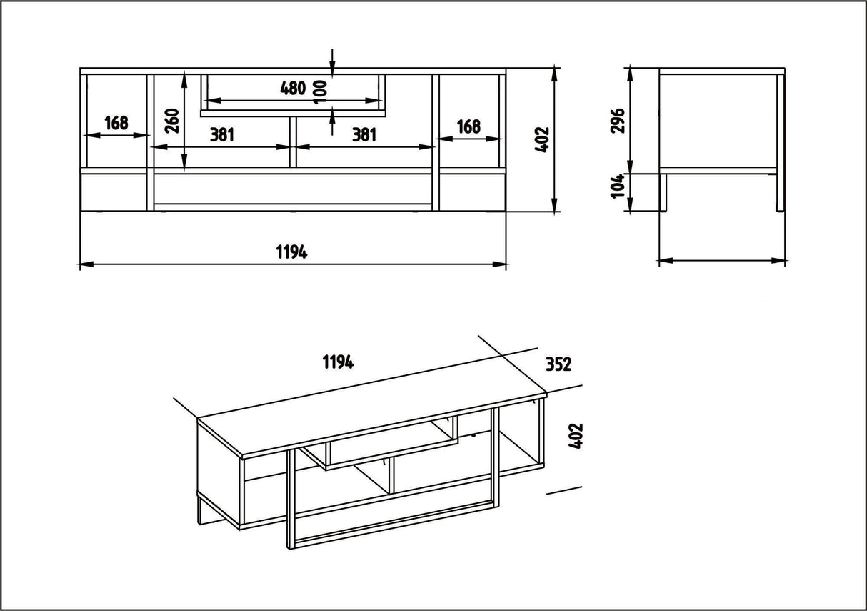 Comodă TV Asal (120), Diverse culori, 119x35x40 cm - Alb - Negru | SKU: 875ZNA3045 | Comodă TV Asal (120), 119x35x40 cm, varianta Alb - Negru, produs pentru amenajarea locuinței, disponibil online în România la CasaMob