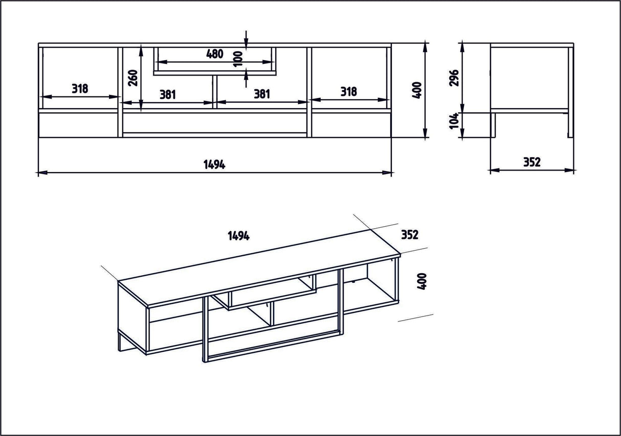 Comodă TV Asal (150), Diverse culori, 149x35x40 cm - Nuc - Negru | SKU: 875ZNA3051 | Comodă TV Asal (150), 149x35x40 cm, varianta Nuc - Negru, produs pentru amenajarea locuinței, disponibil online în România la CasaMob