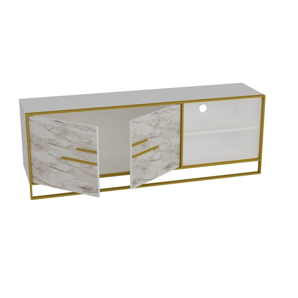 Comoda TV Vidcolla, Aur, 160x57x39 cm
