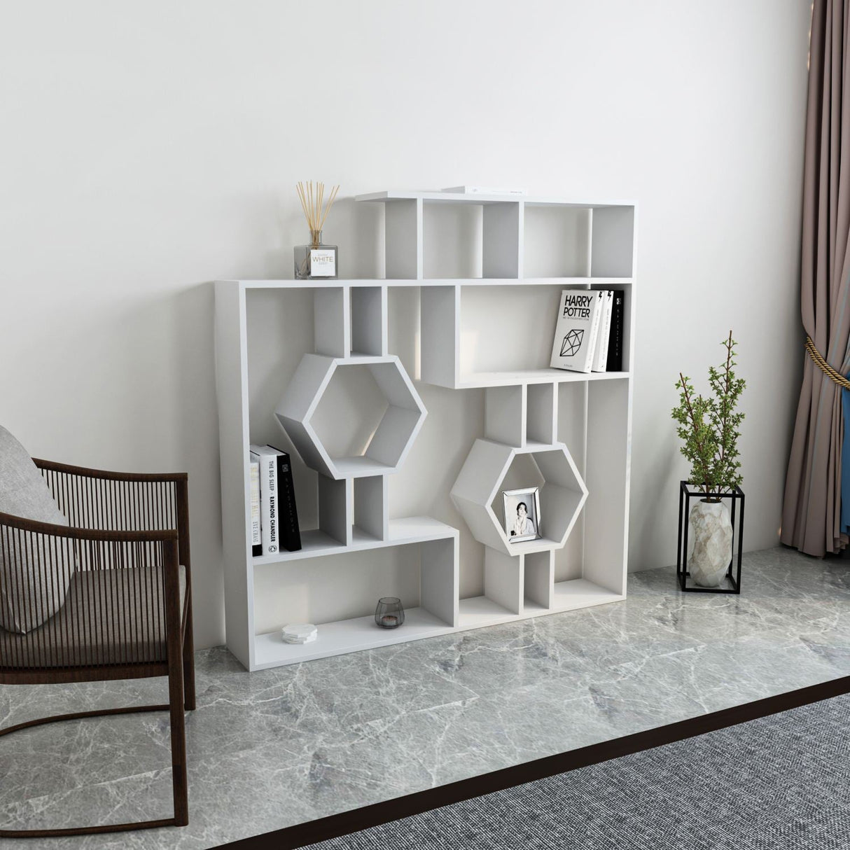 Bibliotecă Tamara, Diverse culori, 134x22x134 cm - Alb | SKU: 875ZNA3636 | Bibliotecă Tamara, 134x22x134 cm, varianta Alb, produs pentru amenajarea locuinței, disponibil online în România la CasaMob