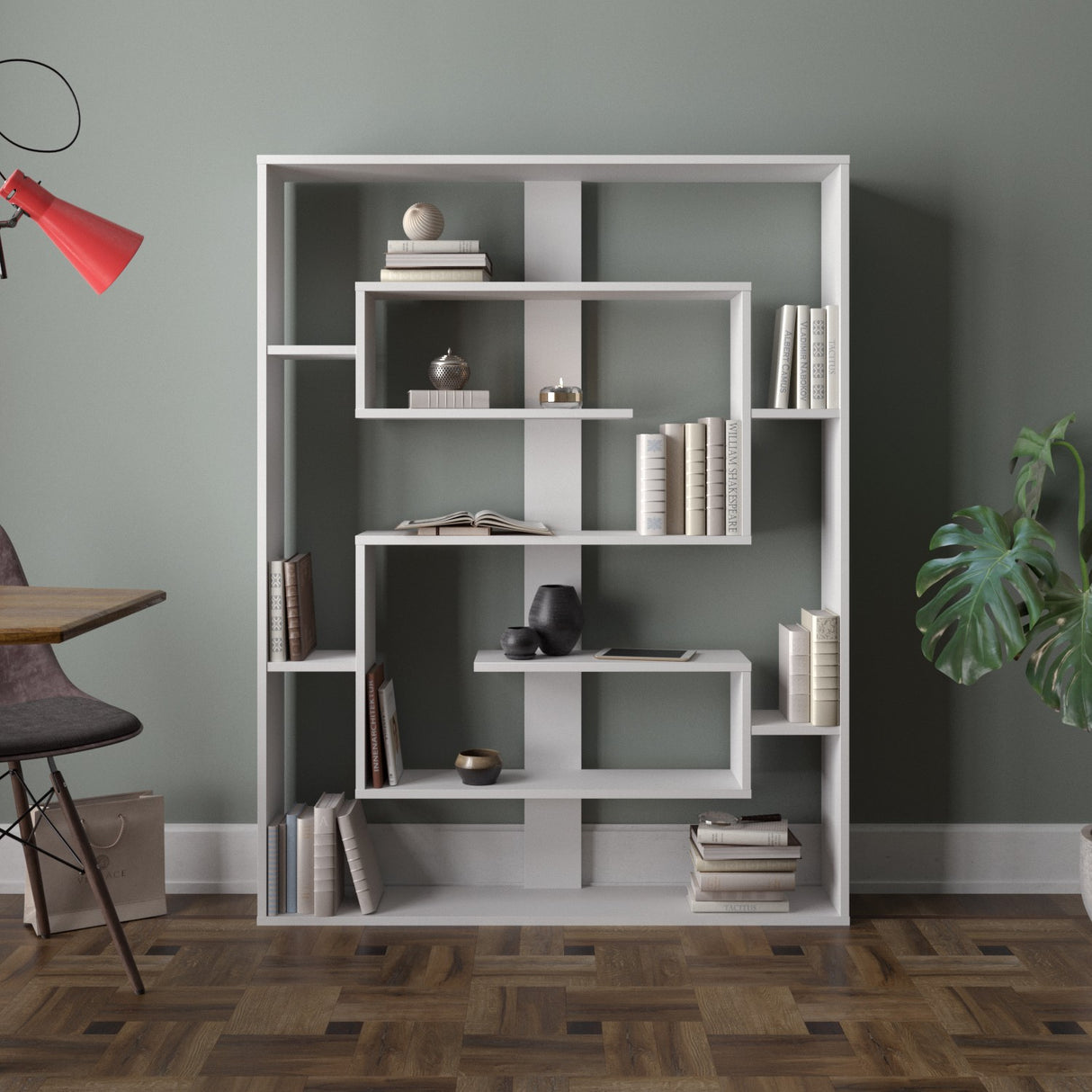 Bibliotecă Esteban, Alb, 120x22x156 cm