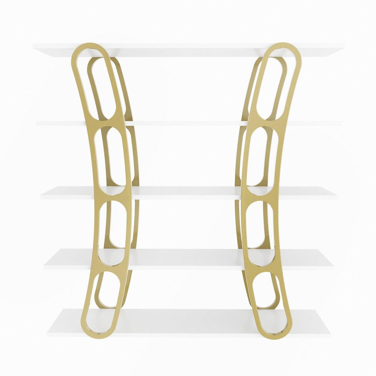 Biblioteca Dara Dessign 3D cu 5 Rafturi, 120 X 120 X 25 Cm - Auriu alb, SKU 875ZNA4503