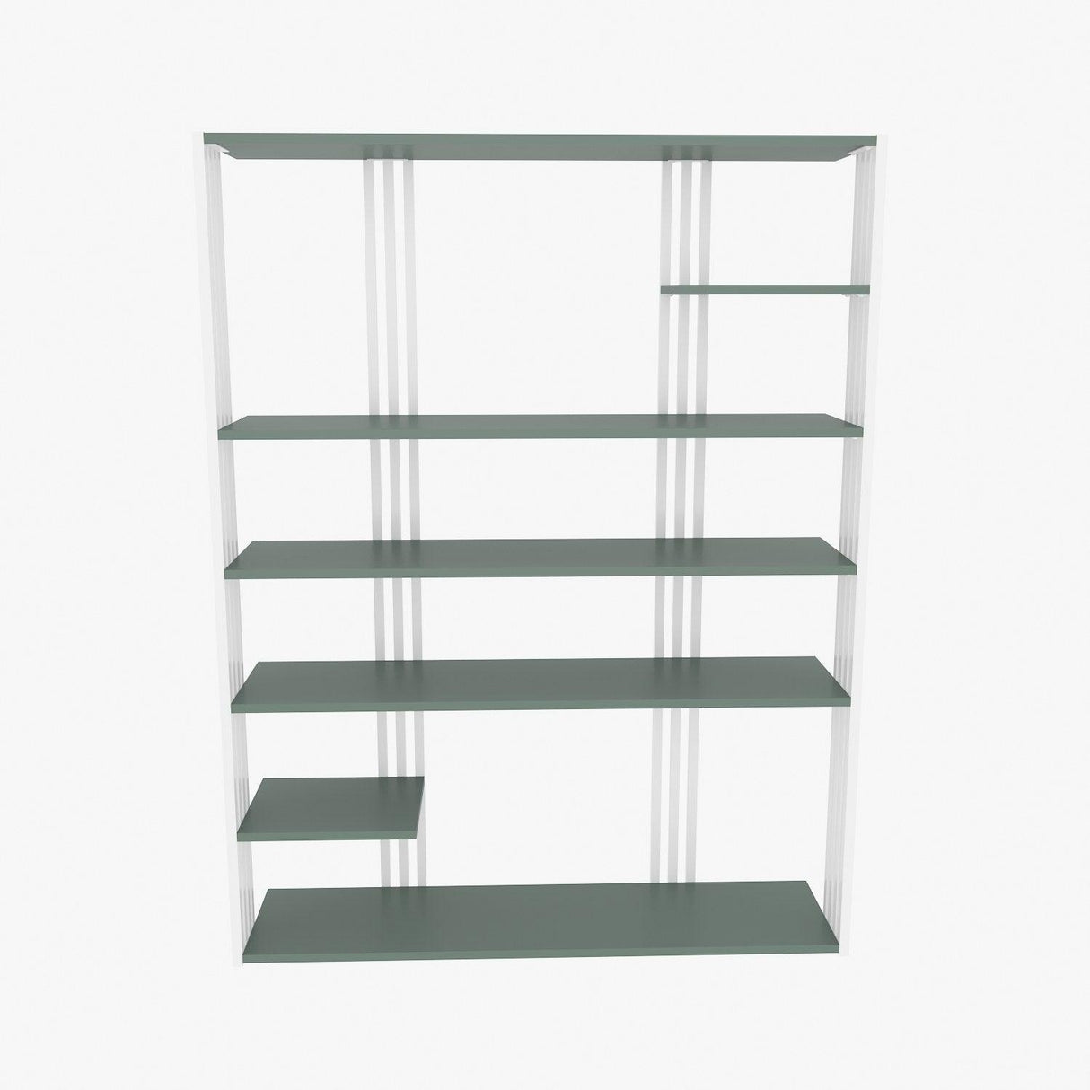 Biblioteca Manny Elegant, 6 Rafturi, 120 X 160 X 30 Cm - Verde Alb, SKU 875ZNA4519