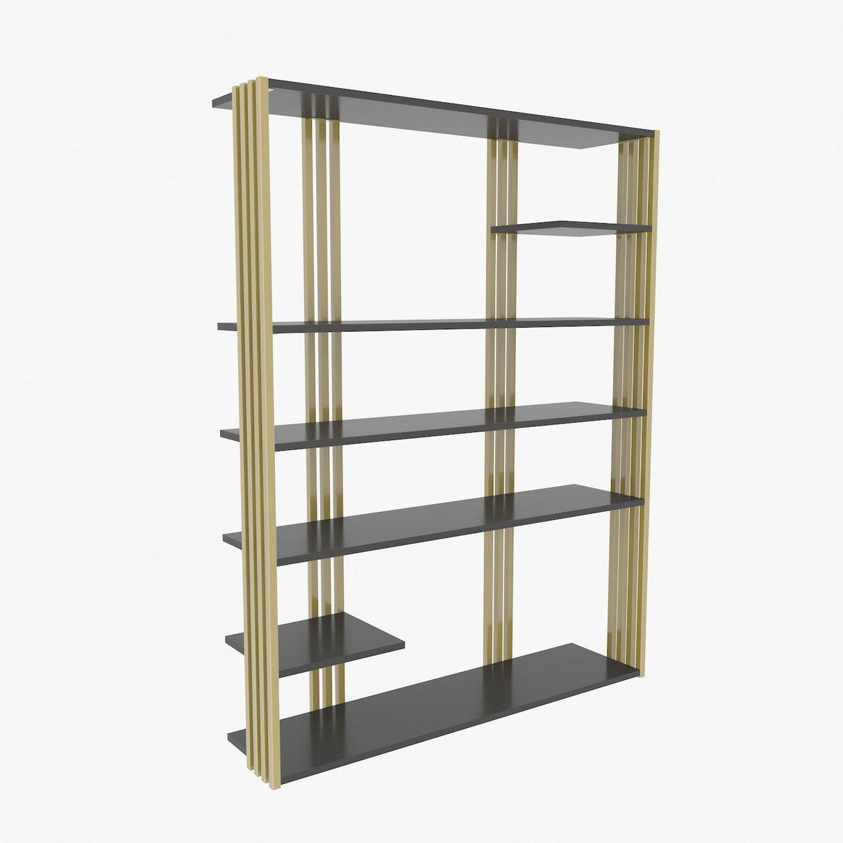 Biblioteca Manny Elegant, 6 Rafturi, 120 X 160 X 30 Cm - Auriu antracit, SKU 875ZNA4519