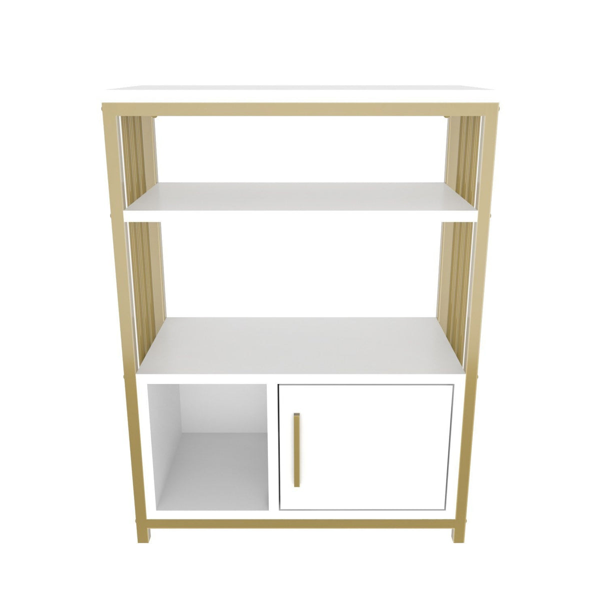 Bibliotecă Letos, Diverse culori, 60x30x80 cm - Alb - Auriu | SKU: 875ZNA4532 | Bibliotecă Letos, 60x30x80 cm, varianta Alb - Auriu, produs pentru amenajarea locuinței, disponibil online în România la CasaMob