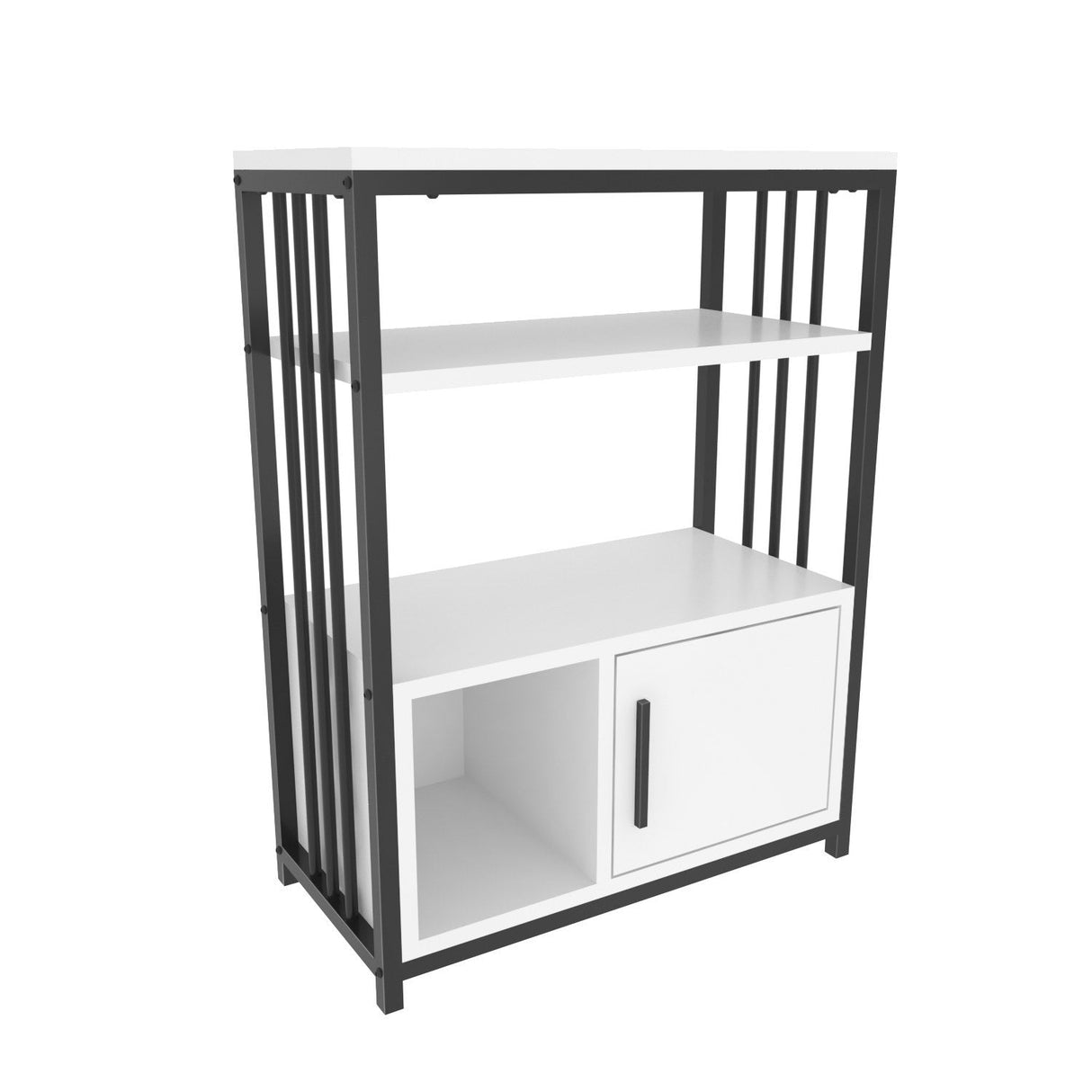 Bibliotecă Letos, Diverse culori, 60x30x80 cm - Alb - Negru | SKU: 875ZNA4533 | Bibliotecă Letos, 60x30x80 cm, varianta Alb - Negru, produs pentru amenajarea locuinței, disponibil online în România la CasaMob