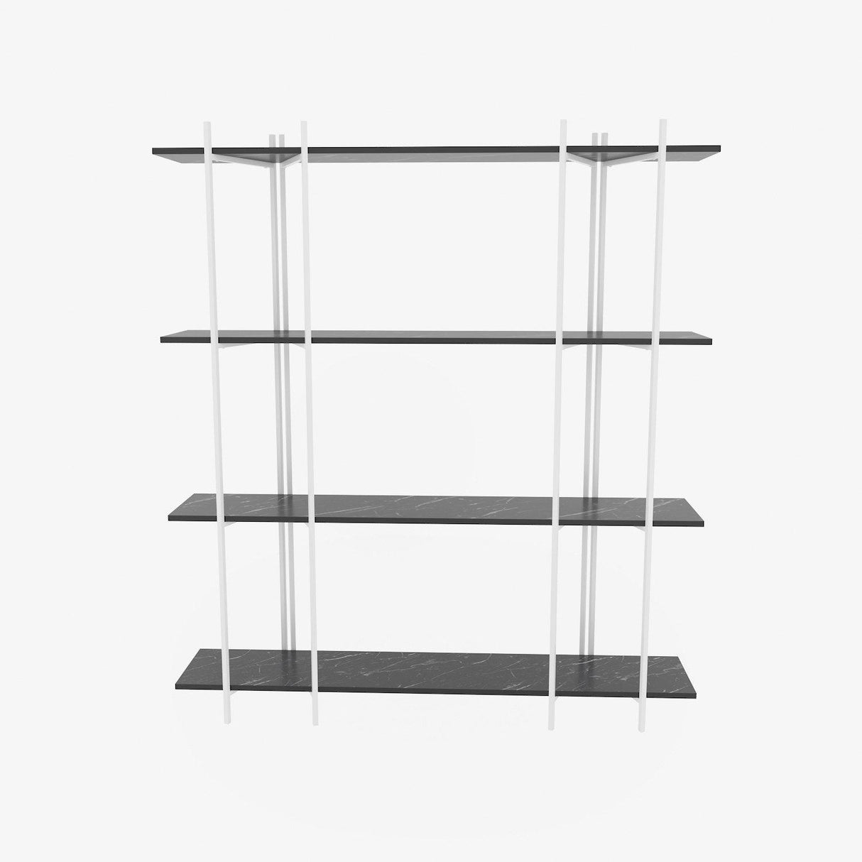 Biblioteca Soms 4 Rafturi Mari, 160 X 180 X 30 Cm - Alb negru, SKU 875ZNA4546