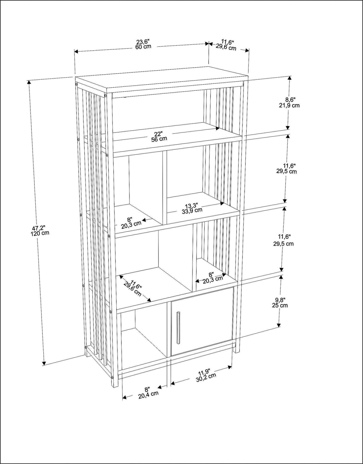Bibliotecă Valero, Diverse culori, 60x30x120 cm - Alb - Antracit | SKU: 875ZNA4565 | Bibliotecă Valero, 60x30x120 cm, varianta Alb - Antracit, produs pentru amenajarea locuinței, disponibil online în România la CasaMob