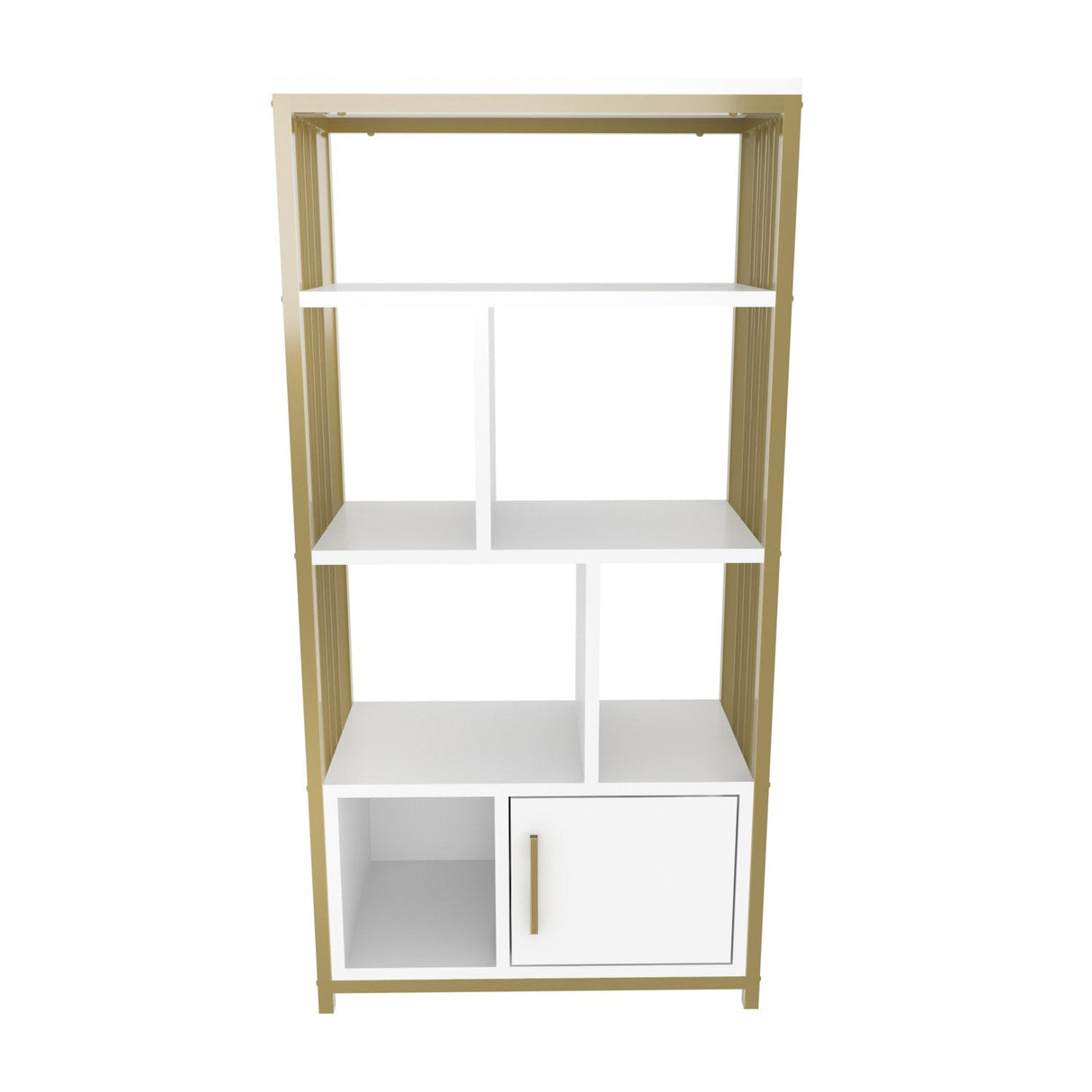 Bibliotecă Valero, Diverse culori, 60x30x120 cm - Alb - Auriu | SKU: 875ZNA4568 | Bibliotecă Valero, 60x30x120 cm, varianta Alb - Auriu, produs pentru amenajarea locuinței, disponibil online în România la CasaMob