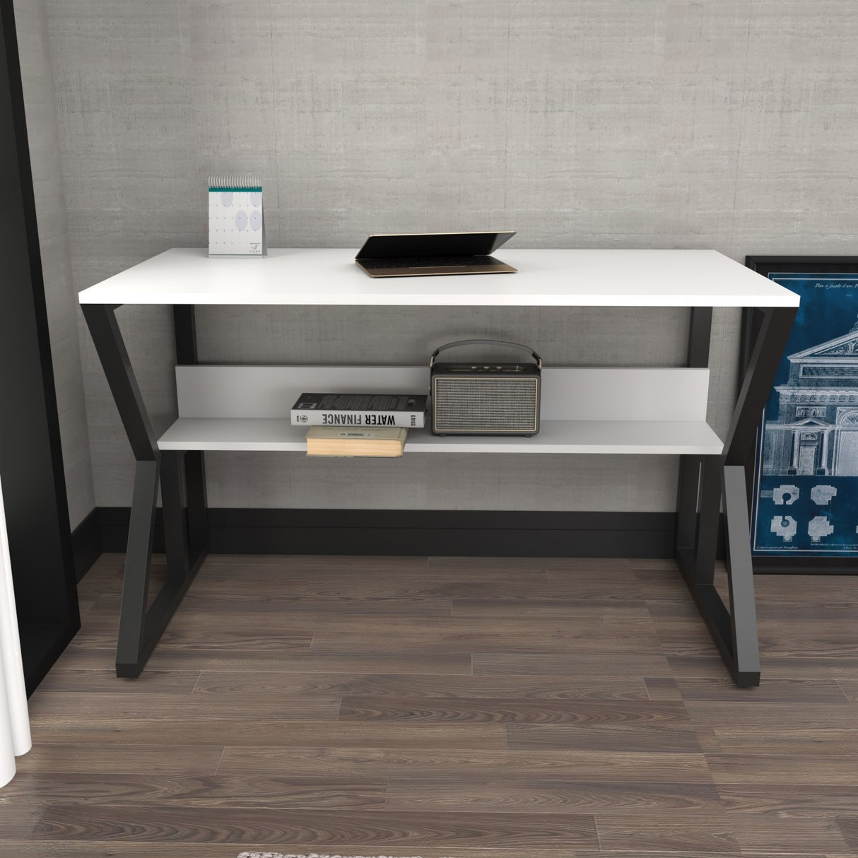 Birou Wake, Negru - Alb, 120x60x73 cm